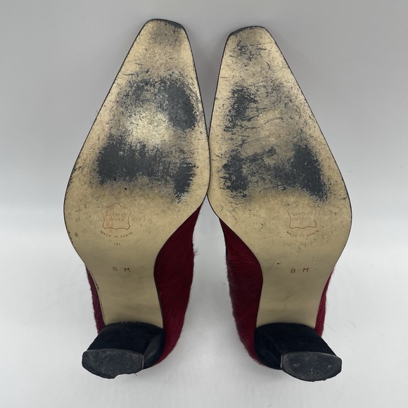 Vintage Sergio Zelcer Spanish Leather Womens 8 Heels Red Leather Cow Hide Shoes - Picture 6 of 13